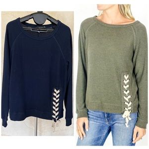 Six Fifty Side Lace Up Fleece Top - S